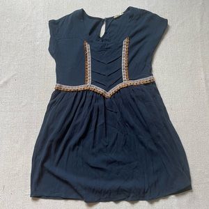 Louizon Robe Jaguar Indigo Embroidered Boho Babydoll Mini Dress